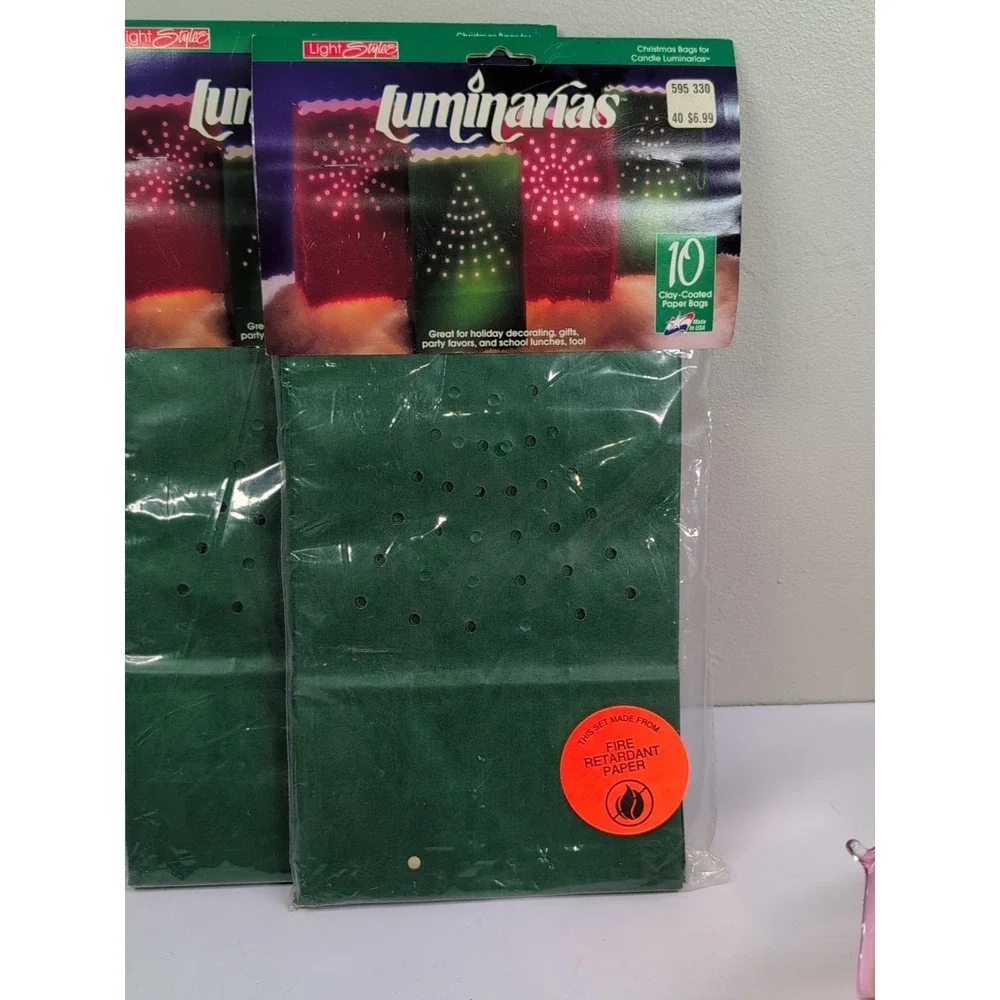 Vintage Luminarias Candles Christmas Cutout Christmas Tree‎ Paper Bags 3 Pack